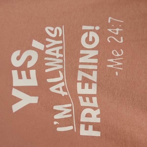 YES I'm Always FREEZING Mauve lined Hoodie - Picture 2 of 10